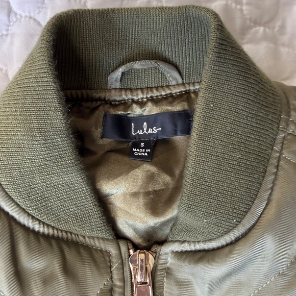 Lulus Military Style Bomber Jacker in Olive Size Small - Picture 2 of 5